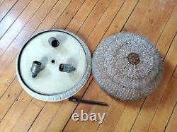ANTIQUE ART DECO Ceiling CZECHOSLOVAKIAN GLASS BEADED ROUND LAMP SHADE 6x11