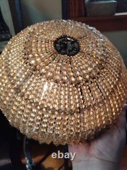 ANTIQUE ART DECO Ceiling CZECHOSLOVAKIAN GLASS BEADED ROUND LAMP SHADE 6x11