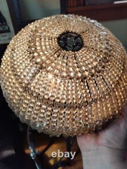 ANTIQUE ART DECO Ceiling CZECHOSLOVAKIAN GLASS BEADED ROUND LAMP SHADE 6x11
