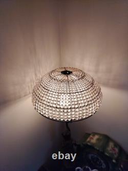 ANTIQUE ART DECO Ceiling CZECHOSLOVAKIAN GLASS BEADED ROUND LAMP SHADE 6x11