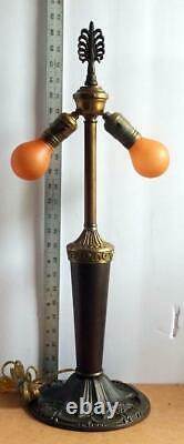 ANTIQUE Art Deco Table Lamp Base Vtg Slag Glass Table Lamp Base for Panel Shade
