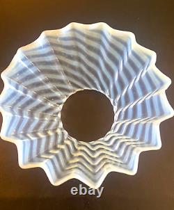 ANTIQUE BLUE OPALESCENT SWIRL PLEATED GLASS LAMP SHADE 4-inch fitter