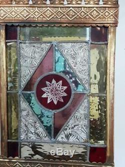 ANTIQUE LEADED STAINED GLASS LANTERN LAMP SHADE ceiling light chandelier vintage