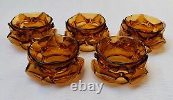 ANTIQUE LOT of 5 ROSE FLOWER PETAL GLASS LIGHT LAMP SHADE FRENCH