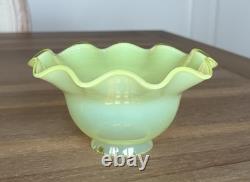 ANTIQUE URANIUM OPALESCENT GLASS LAMP LIGHT SHADE GLOWS 2 Fitter