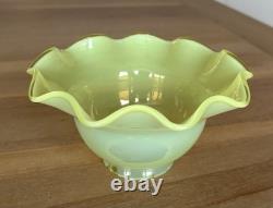 ANTIQUE URANIUM OPALESCENT GLASS LAMP LIGHT SHADE GLOWS 2 Fitter