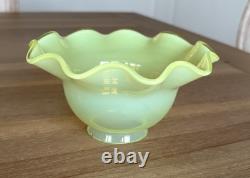 ANTIQUE URANIUM OPALESCENT GLASS LAMP LIGHT SHADE GLOWS 2 Fitter