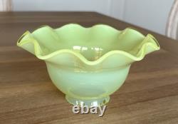 ANTIQUE URANIUM OPALESCENT GLASS LAMP LIGHT SHADE GLOWS 2 Fitter