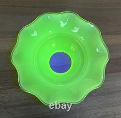 ANTIQUE URANIUM OPALESCENT GLASS LAMP LIGHT SHADE GLOWS 2 Fitter