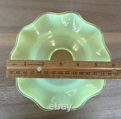 ANTIQUE URANIUM OPALESCENT GLASS LAMP LIGHT SHADE GLOWS 2 Fitter