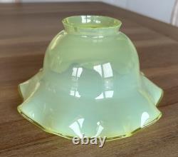 ANTIQUE URANIUM OPALESCENT GLASS LAMP LIGHT SHADE GLOWS 2 Fitter