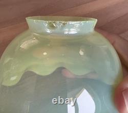 ANTIQUE URANIUM OPALESCENT GLASS LAMP LIGHT SHADE GLOWS 2 Fitter