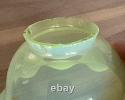 ANTIQUE URANIUM OPALESCENT GLASS LAMP LIGHT SHADE GLOWS 2 Fitter