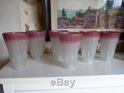 Antique Vintage French Lot Of 6 Pink Cranberry Lamp Chandelier Shades