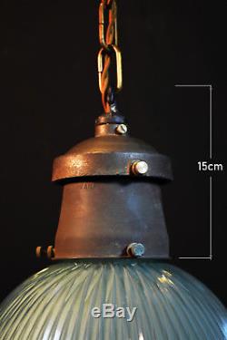 ANTIQUE VINTAGE INDUSTRIAL Salvage ART DECO HOLOPHANE LAMP SHADE PENDANT LIGHT