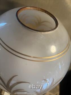 ANTIQUE White GLASS Oil LAMP Globe WithGilt Gold Chinese Dragons ST. LOUIS