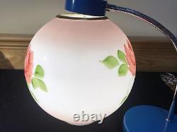 ATQ Pink Red Cabbage Rose Frosted GWTW Oil Lamp Shade Globe 9 Glass 4 Fitter