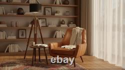 Adjustable Vintage Tripod Floor Lamp Rustic Wooden Stand for Home Decor