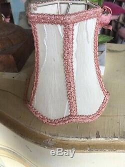 Adorable Vintage Italian Tole Table Lamp Pink Roses Pink Trimed Lamp Shade #6