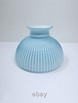 Aladdin Parlor Cased Glass Lamp Shade Blue Ribbed 10 Fitter Antique