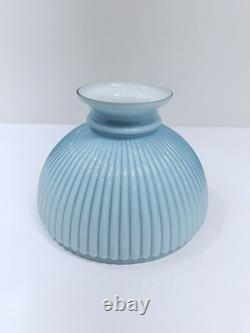Aladdin Parlor Cased Glass Lamp Shade Blue Ribbed 10 Fitter Antique