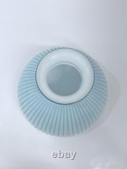 Aladdin Parlor Cased Glass Lamp Shade Blue Ribbed 10 Fitter Antique