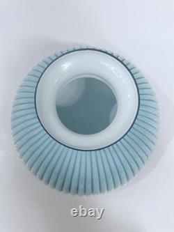 Aladdin Parlor Cased Glass Lamp Shade Blue Ribbed 10 Fitter Antique