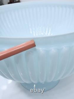 Aladdin Parlor Cased Glass Lamp Shade Blue Ribbed 10 Fitter Antique