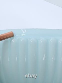 Aladdin Parlor Cased Glass Lamp Shade Blue Ribbed 10 Fitter Antique