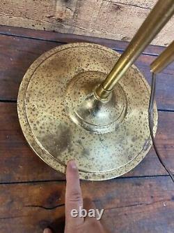 Alsy MCM Vtg Art Deco Brass Adjustable-Height Floor Lamp Clam Shell Shade Light