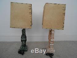 Amazing Vintage Pair 1950's Western Saddle Lamps with Fiberglass Shades Must See