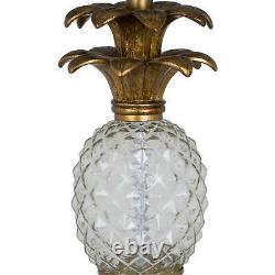 Ananas Glass Table Lamp Pineapple antique gold base and large teal blue shade