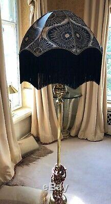 Anna Hayman traditionalVintage Victorian Downton Abbey black satin lampshade
