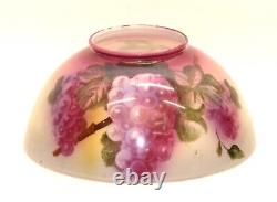 Antique 14 Hanging Oil Lamp Shade With Hand Painted Grapes Decoration