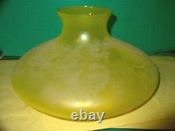 Antique 1880-90s Acid Etched Glass Oil Lamp Shade-10 Fitter-beautifull Color