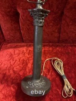 Antique 1920s Cast Metal Neoclassical Art Nouveau Column Table Lamp 7 Fit Works