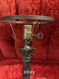 Antique 1920s Cast Metal Neoclassical Art Nouveau Column Table Lamp 7 Fit Works