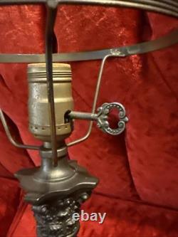 Antique 1920s Cast Metal Neoclassical Art Nouveau Column Table Lamp 7 Fit Works