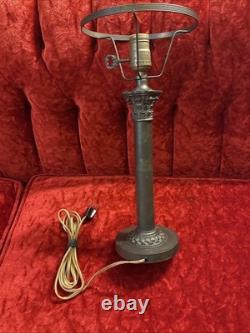 Antique 1920s Cast Metal Neoclassical Art Nouveau Column Table Lamp 7 Fit Works