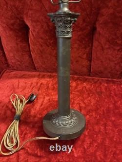 Antique 1920s Cast Metal Neoclassical Art Nouveau Column Table Lamp 7 Fit Works