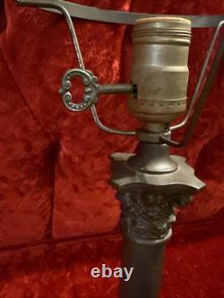 Antique 1920s Cast Metal Neoclassical Art Nouveau Column Table Lamp 7 Fit Works