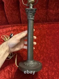 Antique 1920s Cast Metal Neoclassical Art Nouveau Column Table Lamp 7 Fit Works