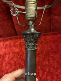 Antique 1920s Cast Metal Neoclassical Art Nouveau Column Table Lamp 7 Fit Works