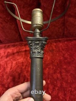 Antique 1920s Cast Metal Neoclassical Art Nouveau Column Table Lamp 7 Fit Works