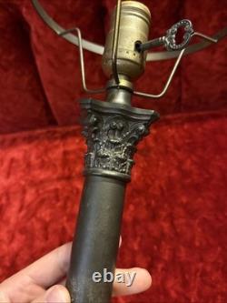 Antique 1920s Cast Metal Neoclassical Art Nouveau Column Table Lamp 7 Fit Works