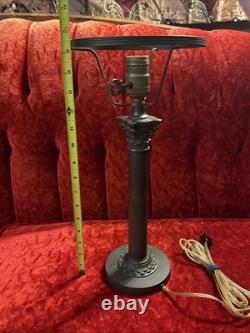 Antique 1920s Cast Metal Neoclassical Art Nouveau Column Table Lamp 7 Fit Works