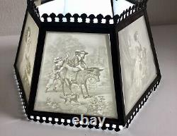 Antique 19thC German PPM Lithophane Six Panel Lamp Shade