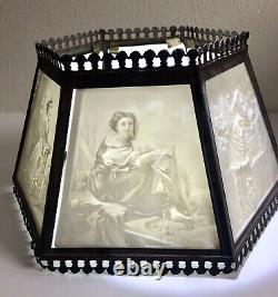 Antique 19thC German PPM Lithophane Six Panel Lamp Shade