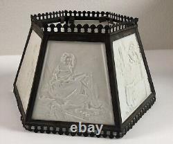 Antique 19thC German PPM Lithophane Six Panel Lamp Shade