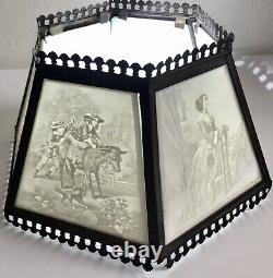 Antique 19thC German PPM Lithophane Six Panel Lamp Shade